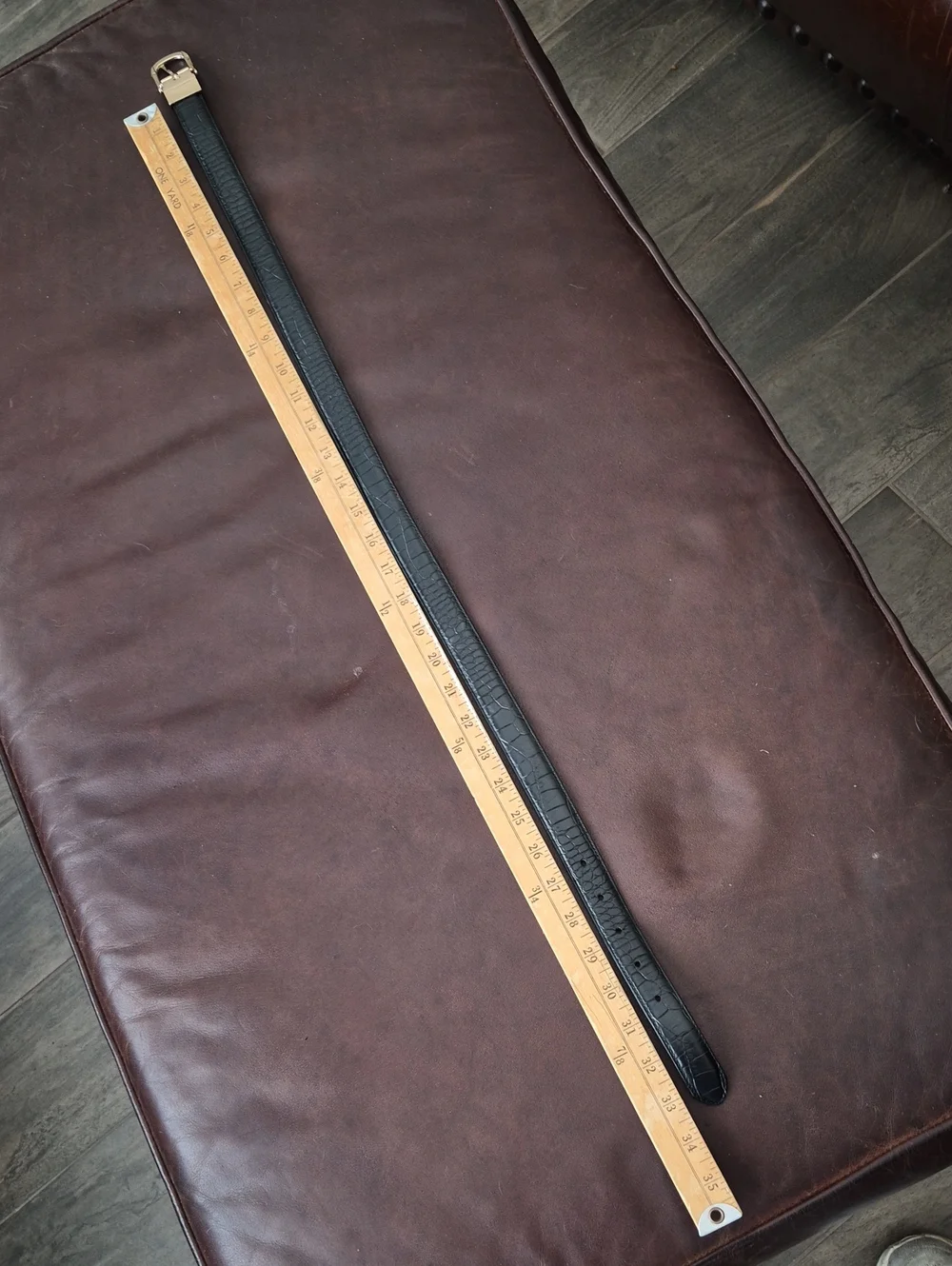LAUREN RALPH LAUREN REVERSIBLE CROC EMBOSSED BROWN/BLACK LEATHER BELT